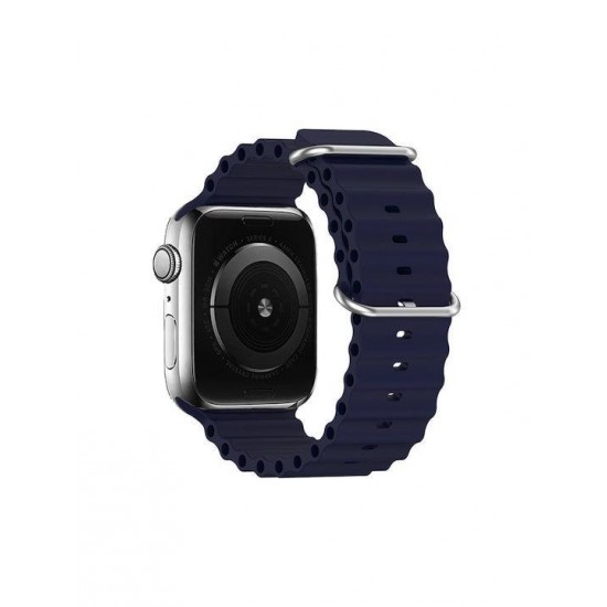 (Apple Watch 42/44/45/49mm) Design 1 Λουράκι Σιλικόνης Navy Μπλε