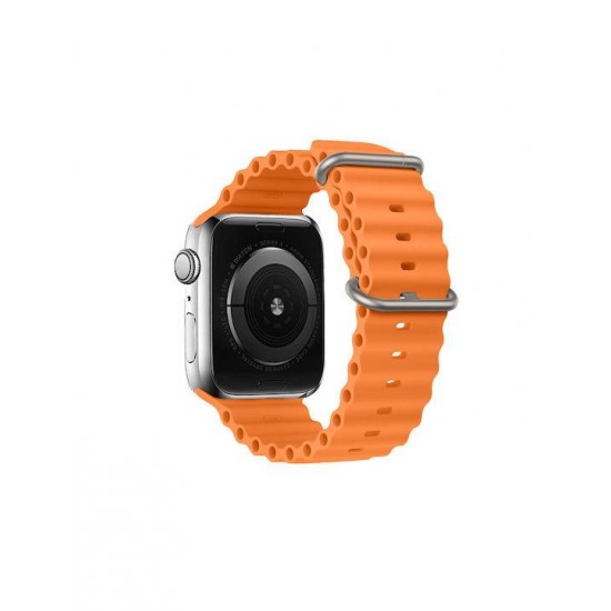 (Apple Watch 42/44/45mm) Design 1 Λουράκι Σιλικόνης Πορτοκαλί