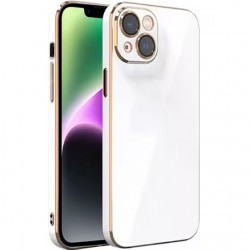(iPhone 13) Bodycell Back Cover Gold Plated Silicone White