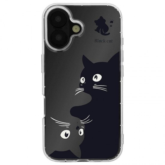 (iPhone 13) OEM Back Cover Ultra Trendy Cat Black