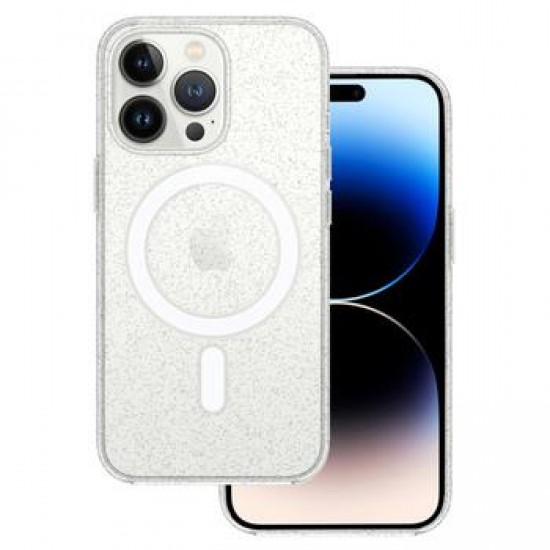 (iPhone 13 Pro) Tel Protect Back Cover Magsilicone Glitter Clear