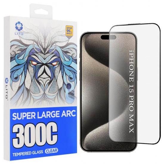 (iPhone 15 Pro Max) Lito D+ Max 300C Tempered Glass Black