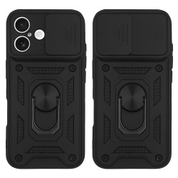 (iPhone 16) Sonique Back Cover Ring Armor CamPro Black