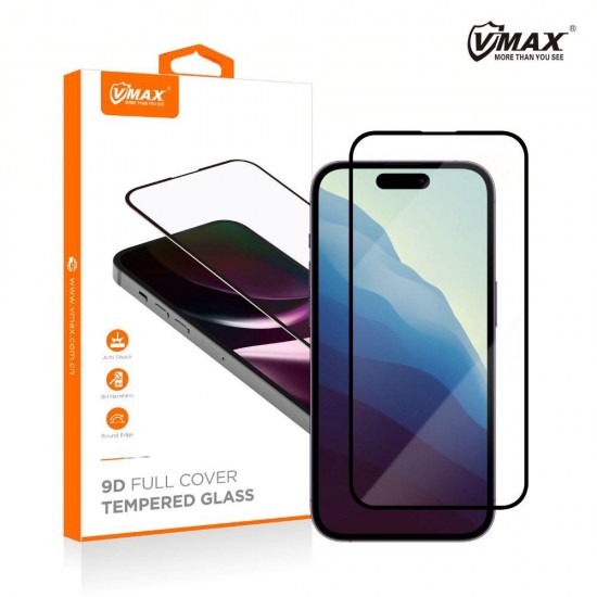 (iPhone 16) Vmax Tempered Glass 9D Black