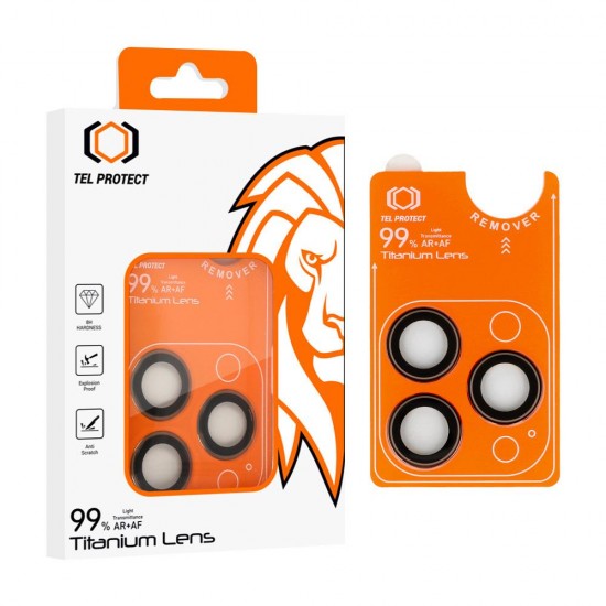 (iPhone 16 Pro/16 Pro Max) Tel Protect Titanium Lens 99% AR Camera Tempered glass Titanium