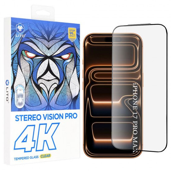 (iPhone 17 Pro Max/18 Pro Max) Lito D+ Max 4K Tempered Glass Black
