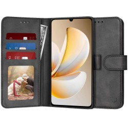 (Realme Note 70T) Techsuit Book Cover Fancy Diary Black