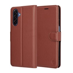 (Samsung Galaxy A17) Techsuit Book Cover Leather Folio Brown