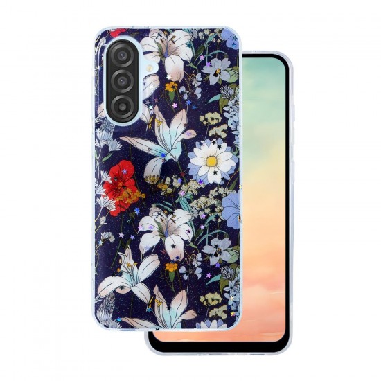 (Samsung Galaxy A36/A56 5G) OEM Back Cover Glow Glam TPU Flowers Blue