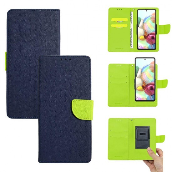 (Universal 6.7'') Sonique Book Cover Trend Wallet με Clip Σκούρο Μπλε/Λαχανί