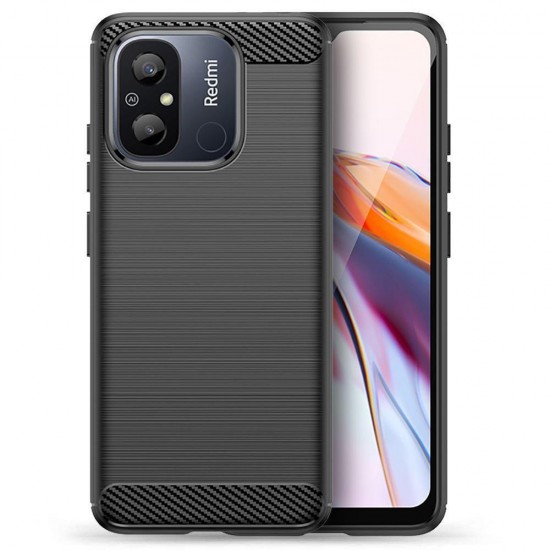 (Xiaomi Redmi 12C) Tech-Protect Back Cover Carbon Σιλικόνης Ανθεκτική Μαύρο