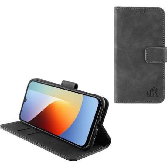 (Xiaomi Redmi A7 Pro) Lime Essential Book Cover Magnet Stand Clip Grey