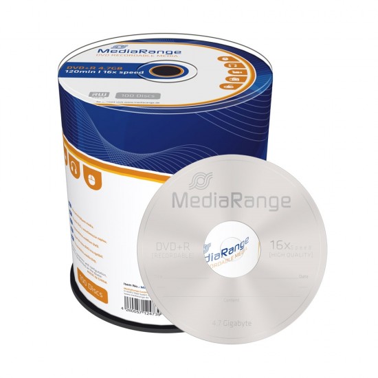 MediaRange DVD+R 120' 4.7GB 16x Cake Box x 100 (MR443) MediaRange DVD+R 120' 4.7GB 16x Cake Box x 100 (MR443)