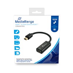 Καλώδιο MediaRange HDMI High Speed to Mini DisplayPort converter, gold-plated, HDMI socket/Mini DP plug, 10 Gbit/s data transfer rate, 15cm, black (MRCS176) Καλώδιο MediaRange HDMI High Speed to Mini DisplayPort converter, gold-plated, HDMI socket/Mini DP plug, 10 Gbit/s data transfer rate, 15cm, black (MRCS176)
