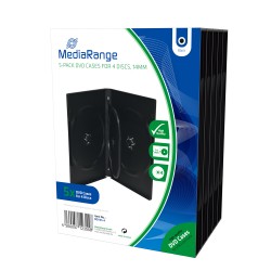 MediaRange DVD Case for 4 discs 14mm Black Pack 5 (MRBOX35-4) MediaRange DVD Case for 4 discs 14mm Black Pack 5 (MRBOX35-4)