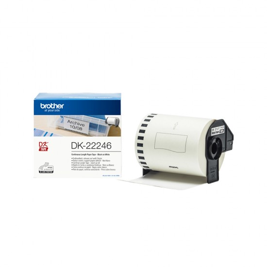 Brother DK-22246 Continuous Paper Label Roll – Black on White, 103mm wide (DK22246) (BRODK22246) Brother DK-22246 Continuous Paper Label Roll – Black on White, 103mm wide (DK22246) (BRODK22246)