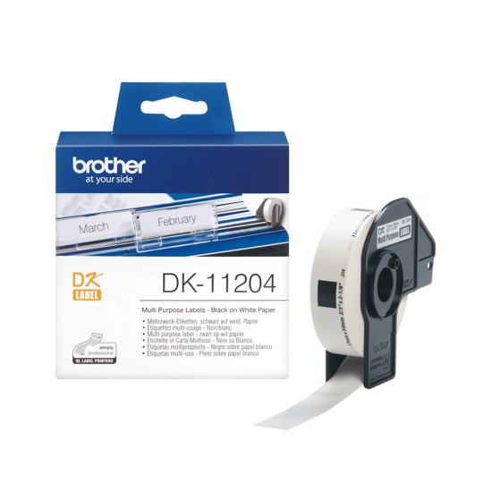 Brother DK-11204 Label Roll – Black on White, 17mm x 54mm (DK11204) (BRODK11204) Brother DK-11204 Label Roll – Black on White, 17mm x 54mm (DK11204) (BRODK11204)