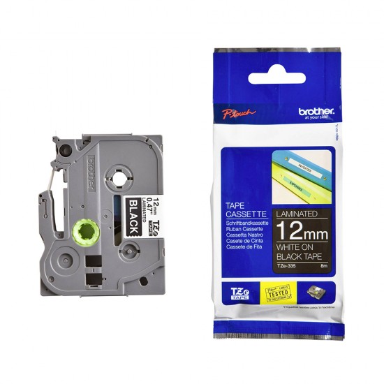 Brother TZe-335 Labelling Tape – White on Black, 12mm wide (TZE335) (BROTZE335) Brother TZe-335 Labelling Tape – White on Black, 12mm wide (TZE335) (BROTZE335)