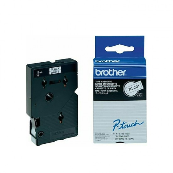 Brother P-touch Laminated Black on White 7,7m x 12mm (TC201) (BROTC201) Brother P-touch Laminated Black on White 7,7m x 12mm (TC201) (BROTC201)