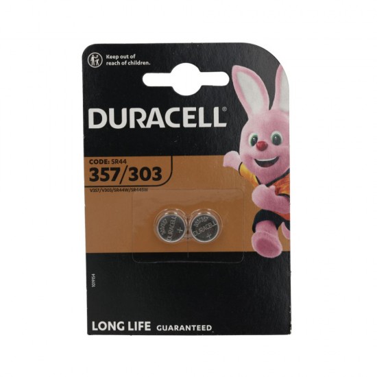 Duracell 303/357 Μπαταρία Silver Oxide SR44 1.5V 2τμχ (DSR44W)(DURDSR44W)