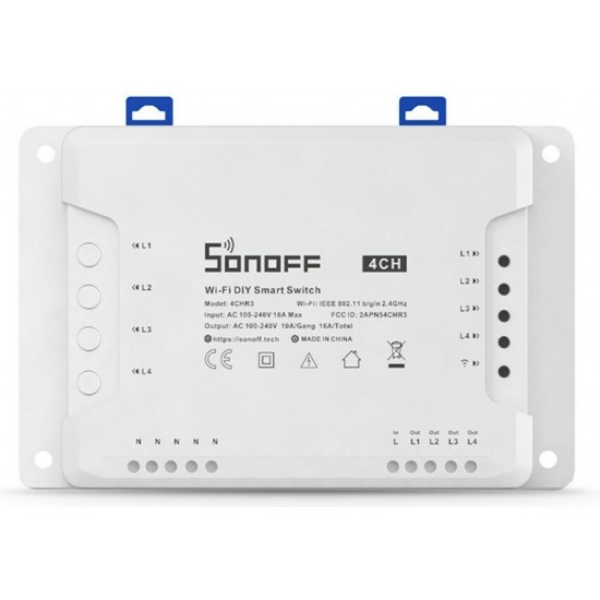 Sonoff 4CH R3 Smart Ενδιάμεσος Διακόπτης Wi-Fi σε Λευκό Χρώμα (M0802010003) (SONM0802010003) Sonoff 4CH R3 Smart Ενδιάμεσος Διακόπτης Wi-Fi σε Λευκό Χρώμα (M0802010003) (SONM0802010003)