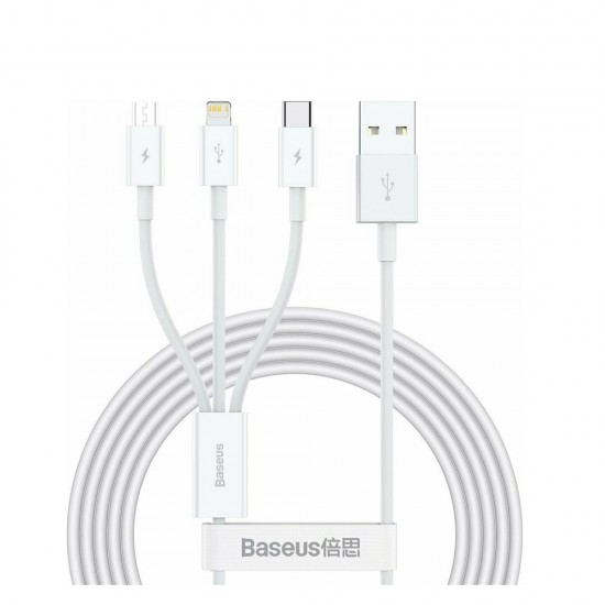 Baseus Superior Series Regular USB to Type-C / Lightning / micro USB Cable 3.5A Λευκό 1.5m (CAMLTYS-02) (BASCAMLTYS02) Baseus Superior Series Regular USB to Type-C / Lightning / micro USB Cable 3.5A Λευκό 1.5m (CAMLTYS-02) (BASCAMLTYS02)