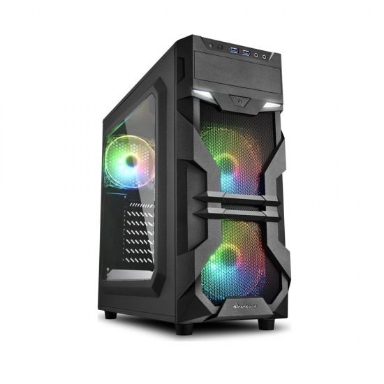 Sharkoon VG7-W RGB Gaming Midi Tower Computer Case Black (18198226) (SHR18198226) Sharkoon VG7-W RGB Gaming Midi Tower Computer Case Black (18198226) (SHR18198226)