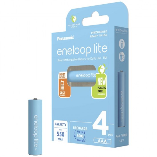 Panasonic Eneloop Lite Επαναφορτιζόμενες Μπαταρίες AAA Ni-MH 550mAh 1.2V 4τμχ (8214261) (PAN8214261) Panasonic Eneloop Lite Επαναφορτιζόμενες Μπαταρίες AAA Ni-MH 550mAh 1.2V 4τμχ (8214261) (PAN8214261)