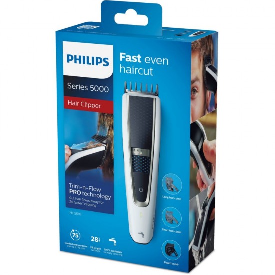 Philips Series 5000 Επαναφορτιζόμενη Κουρευτική Μηχανή Λευκή (HC5610/15) (PHIHC5610.15) Philips Series 5000 Επαναφορτιζόμενη Κουρευτική Μηχανή Λευκή (HC5610/15) (PHIHC5610.15)