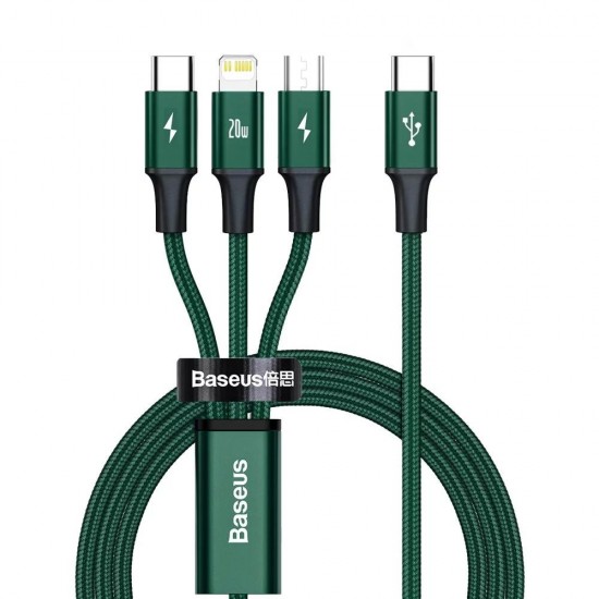 Baseus Rapid Series Braided USB to micro USB / Type-C / Lightning Cable 3A Πράσινο 1.5m (CAMLT-SC06) (BASCAMLT-SC06) Baseus Rapid Series Braided USB to micro USB / Type-C / Lightning Cable 3A Πράσινο 1.5m (CAMLT-SC06) (BASCAMLT-SC06)