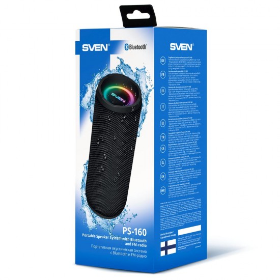 Sven 2.0 Portable Speaker PS-160 Black 2x6W Bluetooth (SV-021214) Sven 2.0 Portable Speaker PS-160 Black 2x6W Bluetooth (SV-021214)