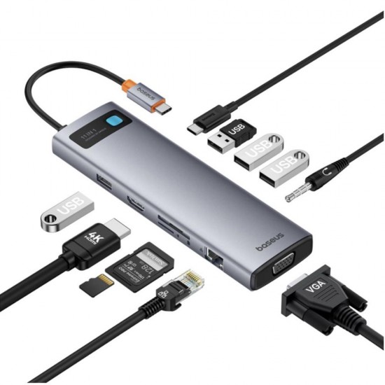 Baseus Hub 11in1 StarJoy Metal Glam Series USB-C to HDMI +VGA + 3 x USB 3.0 + USB 2.0+USB-C PD + RJ45 + SD/TF +35mm (B00030709811-00) (BASB00030709811-00) Baseus Hub 11in1 StarJoy Metal Glam Series USB-C to HDMI +VGA + 3 x USB 3.0 + USB 2.0+USB-C PD + RJ45 + SD/TF +35mm (B00030709811-00) (BASB00030709811-00)