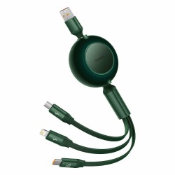 Baseus Bright Mirror 3 USB 3-in-1 cable for micro USB / USB-C / Lightning 66W / 2A 1.1m Green (CAMJ010106) (BASCAMJ010106)