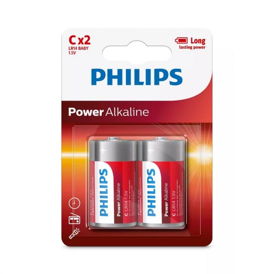 Philips Power Αλκαλικές Μπαταρίες C 1.5V 2τμχ (LR14P2B/10) (PHILR14P2B-10)