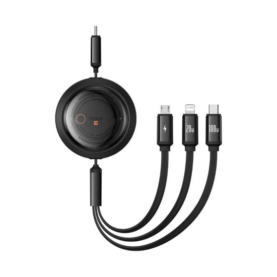 Baseus Fast Charging Cable 3in1 Free2Draw USB-C to USB-C/Lightning/Micro 100W 1.1m Black (P10368700111-04) (BASP10368700111-04) Baseus Fast Charging Cable 3in1 Free2Draw USB-C to USB-C/Lightning/Micro 100W 1.1m Black (P10368700111-04) (BASP10368700111-04)