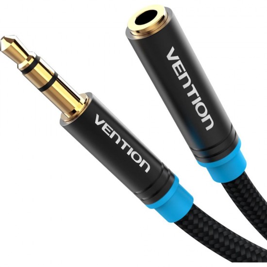 VENTION Cotton Braided 3.5mm Audio Extension Cable 0.5M Black Metal Type (VAB-B06-B050-M) (VENVAB-B06-B050-M) VENTION Cotton Braided 3.5mm Audio Extension Cable 0.5M Black Metal Type (VAB-B06-B050-M) (VENVAB-B06-B050-M)