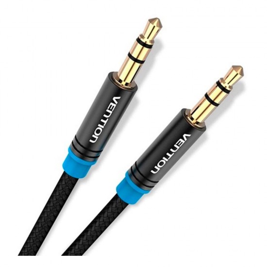 VENTION Cotton Braided 3.5mm Male to Male Audio Cable 3M Black Metal Type (High-End Series) (P350AC300-B-M) (VENP350AC300-B-M)