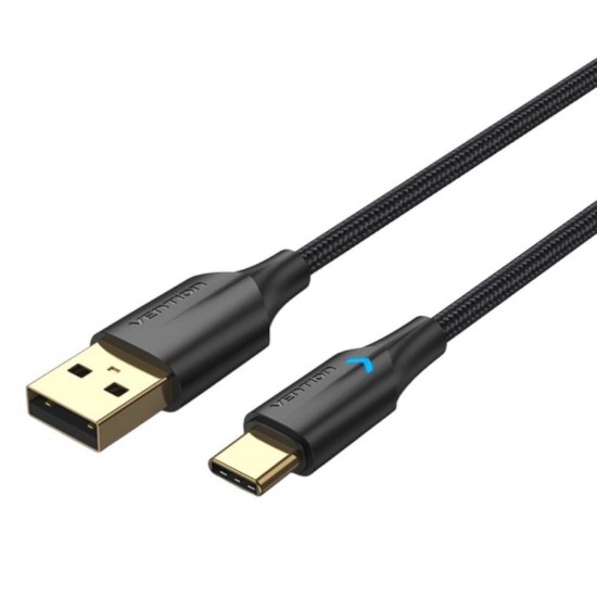 VENTION Nylon Braided USB 2.0 A Male to Type-C Male 3A Cable 0.5M Black LED Type (CTFBD) (VENCTFBD) VENTION Nylon Braided USB 2.0 A Male to Type-C Male 3A Cable 0.5M Black LED Type (CTFBD) (VENCTFBD)