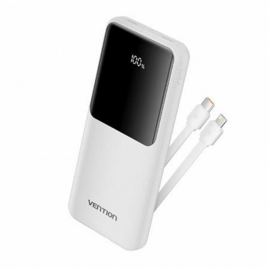 VENTION 10.000mAh Power Bank (Micro-USB + USB-C + USB-A + USB-A) with Built-In Type-C and Lightning Cables 22.5W White Led Display Type (FHOW0) (VENFHOW0) VENTION 10.000mAh Power Bank (Micro-USB + USB-C + USB-A + USB-A) with Built-In Type-C and Lightning Cables 22.5W White Led Display Type (FHOW0) (VENFHOW0)