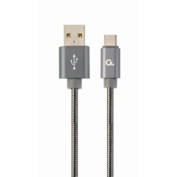 Gembird Cc- USB2s-amcm-1m-bg USB-C 2.0 Cable (Am/cm) Metal Plugs, Spiral Braid, 1m, Metallic Gray (CC-USB2S-AMCM-1M-BG) (GEMCC-USB2S-AMCM-1M-BG)