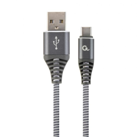 Gembird Premium USB-C 2.0 Cable (Am/cm) Metal Connectors Nylon Braid 1m Gray/white (CC-USB2B-AMCM-1M-WB2) (GEMCC-USB2B-AMCM-1M-WB2) Gembird Premium USB-C 2.0 Cable (Am/cm) Metal Connectors Nylon Braid 1m Gray/white (CC-USB2B-AMCM-1M-WB2) (GEMCC-USB2B-AMCM-1M-WB2)