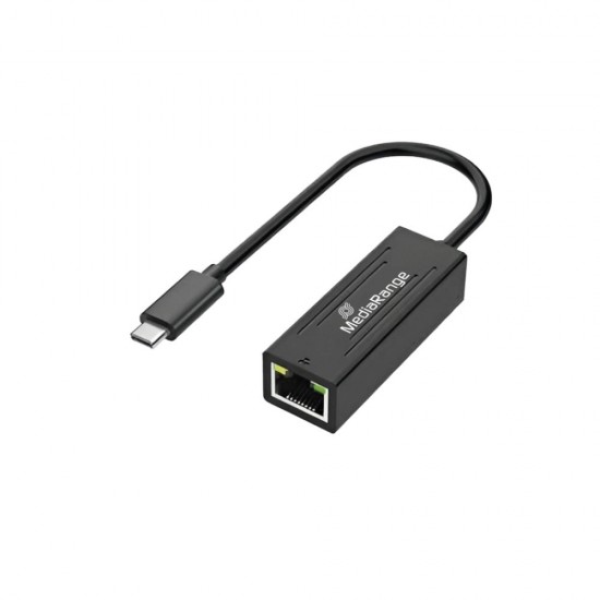 MediaRange USB Type-C® Ethernet Adapter with RJ45 Port, 10/100/1000 Mbps, 20cm, Black (MRCS237) MediaRange USB Type-C® Ethernet Adapter with RJ45 Port, 10/100/1000 Mbps, 20cm, Black (MRCS237)