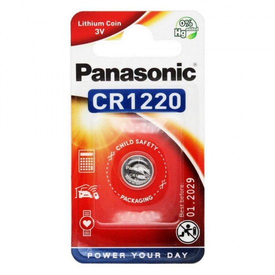 Panasonic CR1220 lithium battery (blister) (PAN18172) Panasonic CR1220 lithium battery (blister) (PAN18172)