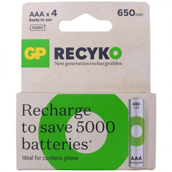 GP ReCyko 650mAh rechargeable batteries AAA / R03 Ni-MH  (GPB21104) GP ReCyko 650mAh rechargeable batteries AAA / R03 Ni-MH  (GPB21104)