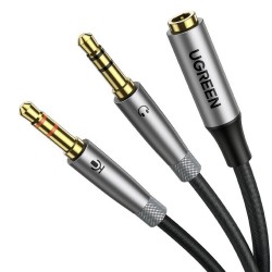 Ugreen AV193 3.5mm Female to 2 male audio cable 20cm gray (50255) (UGR50255)