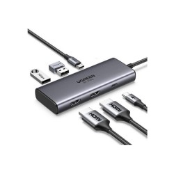 Ugreen Adapter 6w1 CM498 Hub USB do 2x USB-A 3.0 USB-C 3.0 2xHDMI PD (15852) (UGR15852)