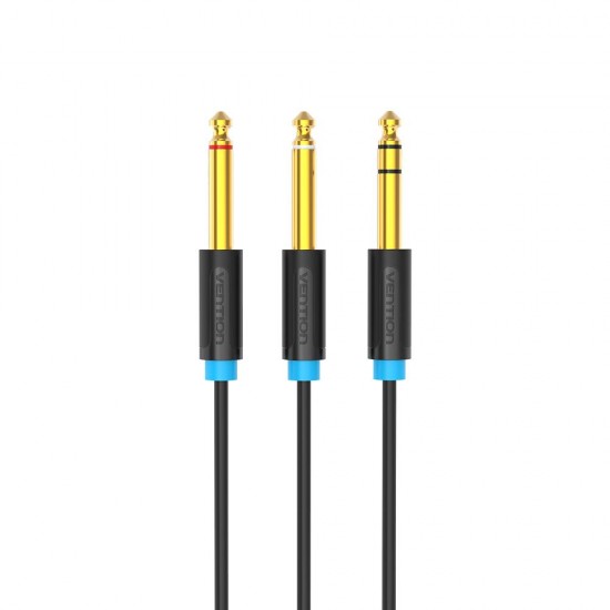 VENTION TRS 6.5mm Male to 2*6.5mm Male Audio Cable 1M Black (BATBF) (VENBATBF) VENTION TRS 6.5mm Male to 2*6.5mm Male Audio Cable 1M Black (BATBF) (VENBATBF)