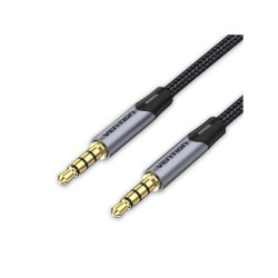 VENTION Cotton Braided 3.5mm Male to Male Audio Cable 1M Gray Aluminum Alloy Type (BAQHF) (VENBAQHF) VENTION Cotton Braided 3.5mm Male to Male Audio Cable 1M Gray Aluminum Alloy Type (BAQHF) (VENBAQHF)