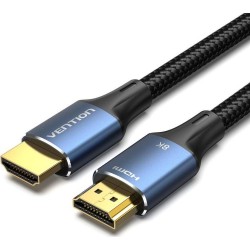 VENTION Cotton Braided 8K HDMI Male to Male Cable 1.5M Blue Aluminum Alloy Type (ALGLG) (VENALGLG)