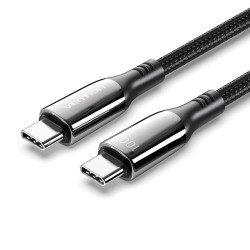 VENTION Cotton Braided Type-C to Type-C 5A Cable 1.2M Black Zinc Alloy Type (CTKBAV) (VENCTKBAV)
